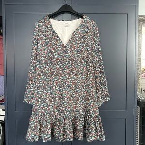 J. Crew Floral Print Dress with Blue and Green Accents